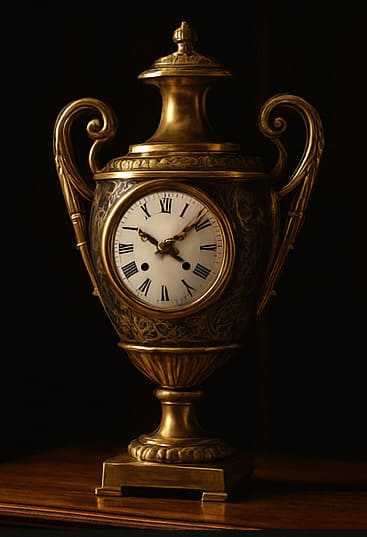 horloge_doree_anses Antiquités horloge avec anses et dorures